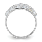 Sterling Silver Rhodium-plated Oval Baguette Crystal Size 7 Ring